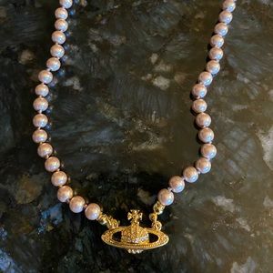 Vivienne Westwood Coffee Gold Pearl Necklace